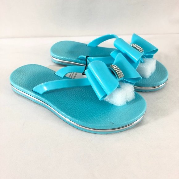 Sara Z Toddler Girls Sandals Flip Flops Rubber Bow - Picture 1 of 5